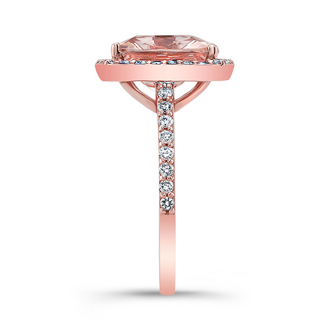 Rose Gold 5 Carat Cushion Cut Morganite Halo Ring Image 3