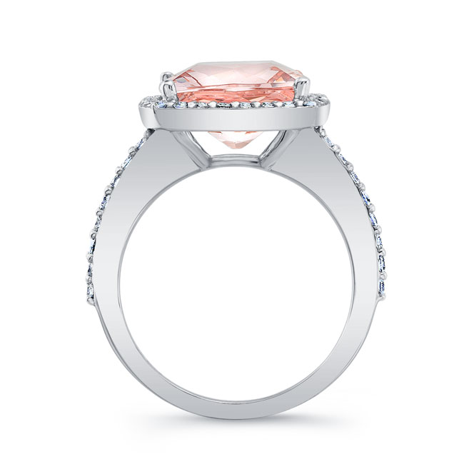 5 Carat Cushion Cut Morganite Halo Ring Image 2