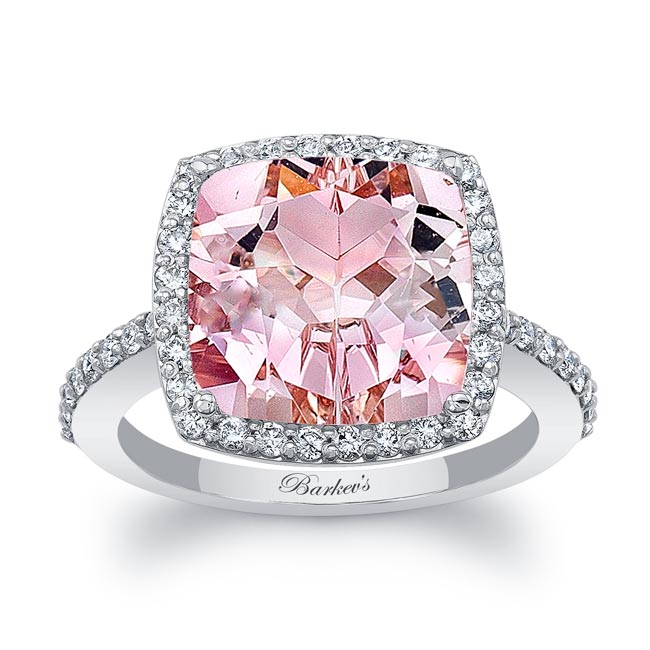 5 Carat Cushion Cut Morganite Halo Ring