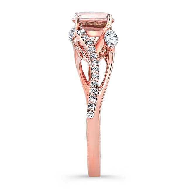 Rose Gold Curved Split Shank Morganite Ring Image 3