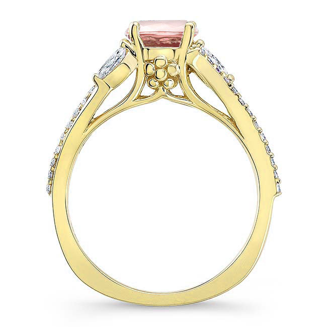 Yellow Gold Curved Split Shank Morganite Ring Image 2