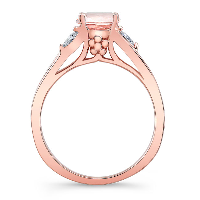 Rose Gold V Shaped Morganite And Diamond Ring Image 2