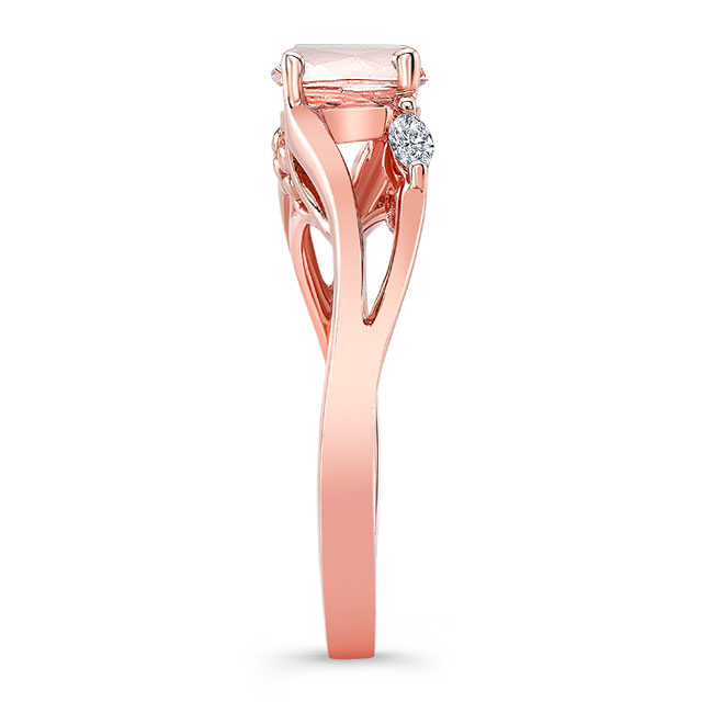 Rose Gold V Shaped Morganite And Diamond Ring Image 3