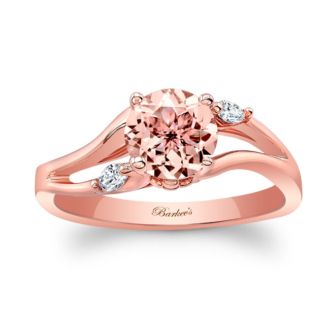 Rose Gold V Shaped Morganite And Diamond Ring