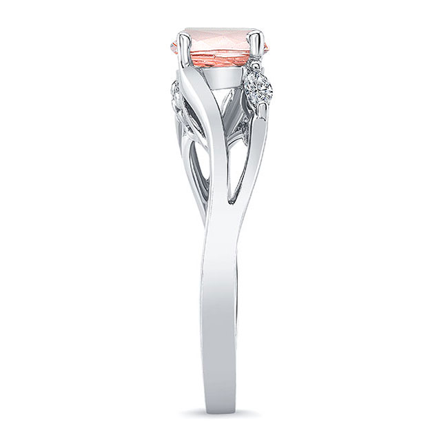 V Shaped Morganite And Diamond Ring Image 3