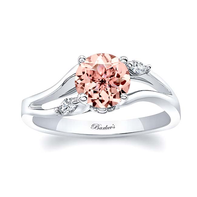 V Shaped Morganite And Diamond Ring