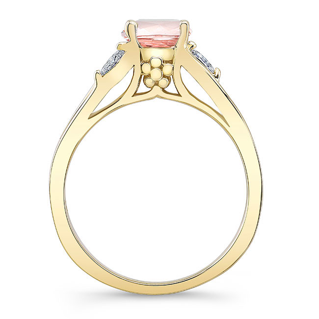 Yellow Gold V Shaped Morganite And Diamond Ring Image 2