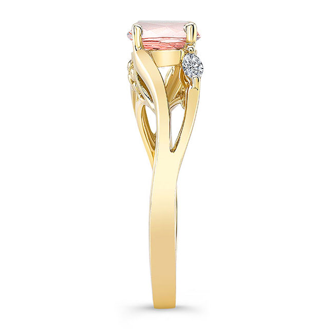 Yellow Gold V Shaped Morganite And Diamond Ring Image 3