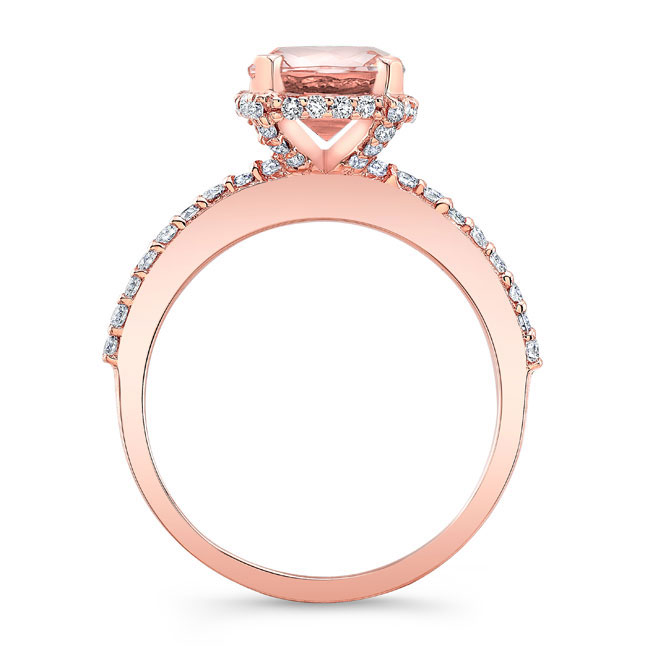 Rose Gold Morganite And Diamond Hidden Halo Ring Image 2