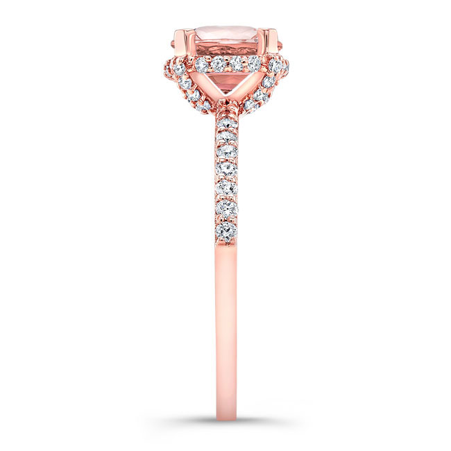 Rose Gold Morganite And Diamond Hidden Halo Ring Image 3