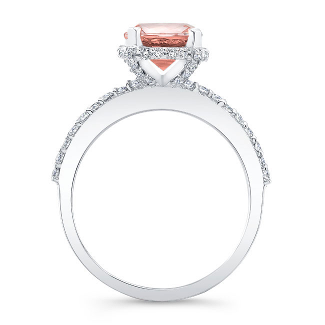 Morganite And Diamond Hidden Halo Ring Image 2