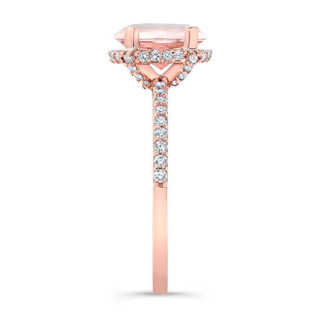 Rose Gold Hidden Halo Oval Morganite Engagement Ring Image 3