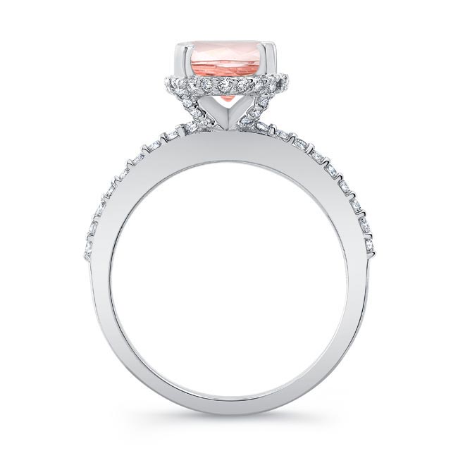 Hidden Halo Oval Morganite Engagement Ring Image 2