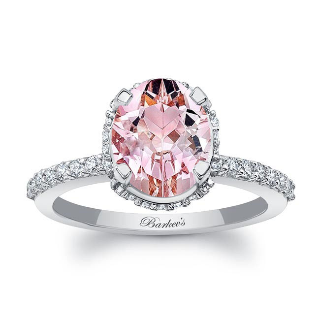 Hidden Halo Oval Morganite Engagement Ring