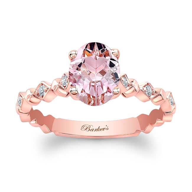 Rose Gold Art Deco Oval Morganite Engagement Ring