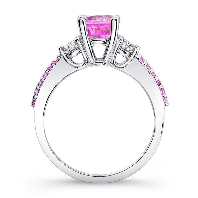 3 Stone Pink Sapphire Engagement Ring Image 2