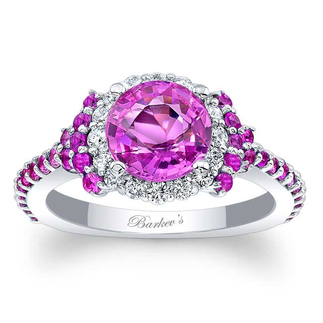 Pink Sapphire Cluster Ring