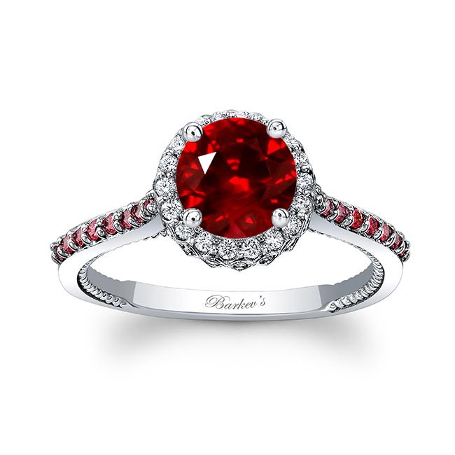 Round Halo Ruby Ring