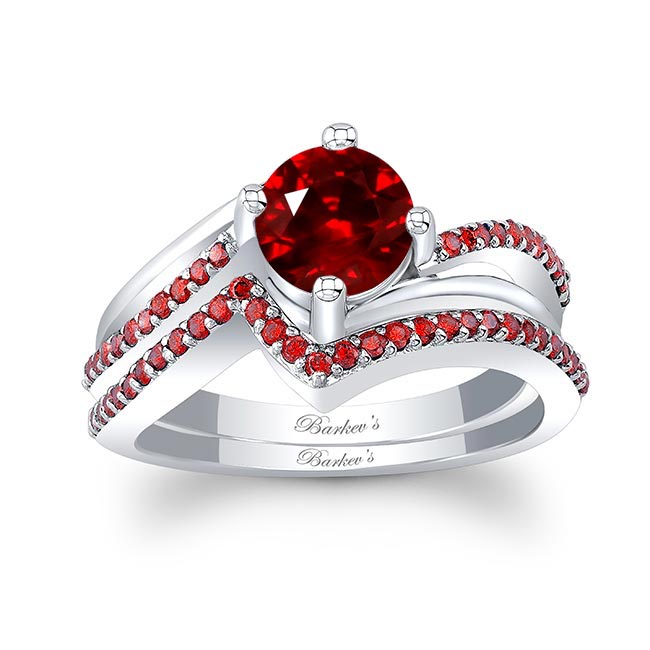 Ruby Split Shank Wedding Set