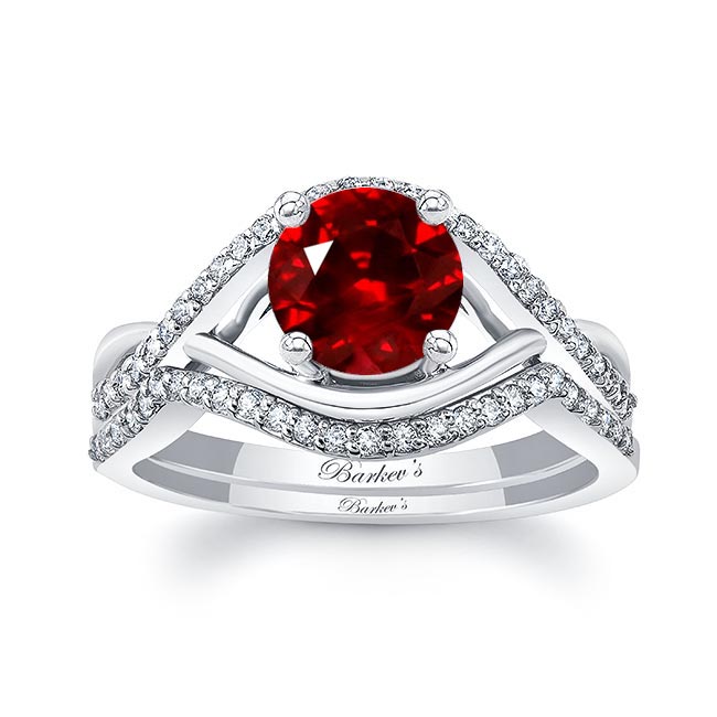 Lab Grown Ruby And Diamond Criss Cross Ring Set