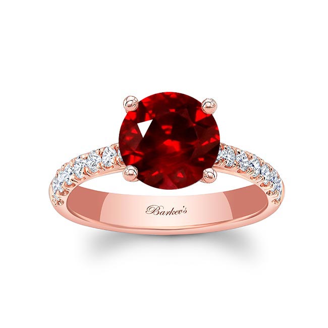 Rose Gold 3 Carat Round Ruby And Diamond Engagement Ring