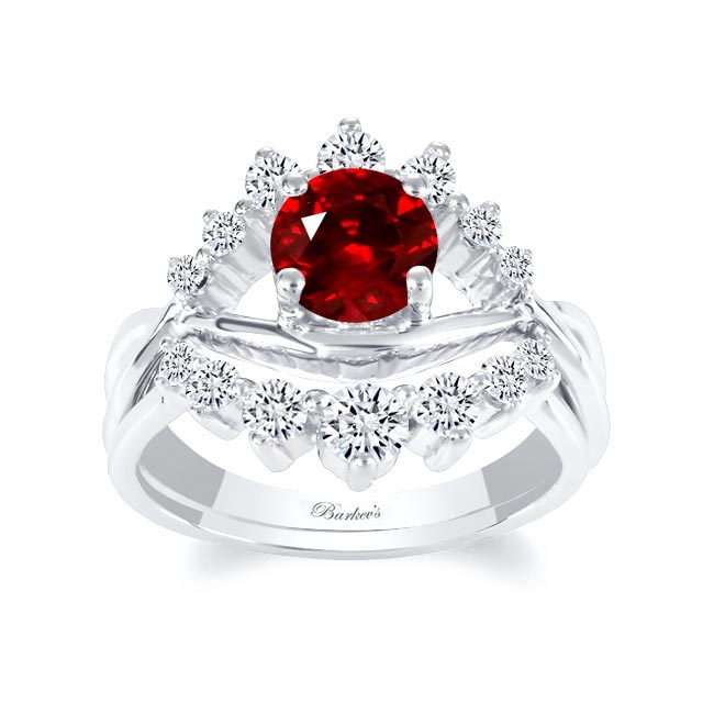 Ruby And Diamond Unique Wedding Set