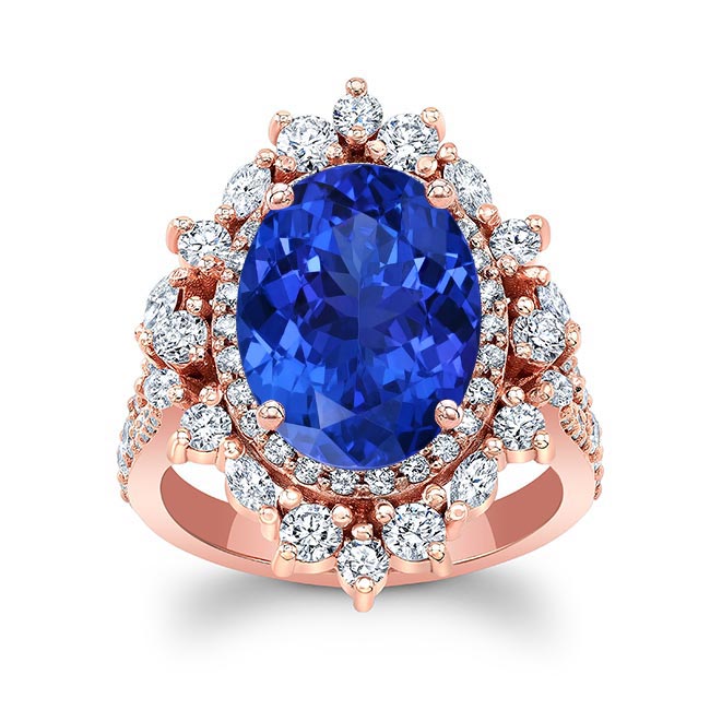 Rose Gold 5 Carat Oval Tanzanite Ring