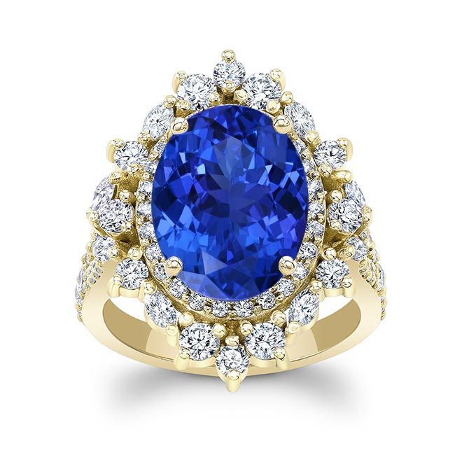 Yellow Gold 5 Carat Oval Tanzanite Ring