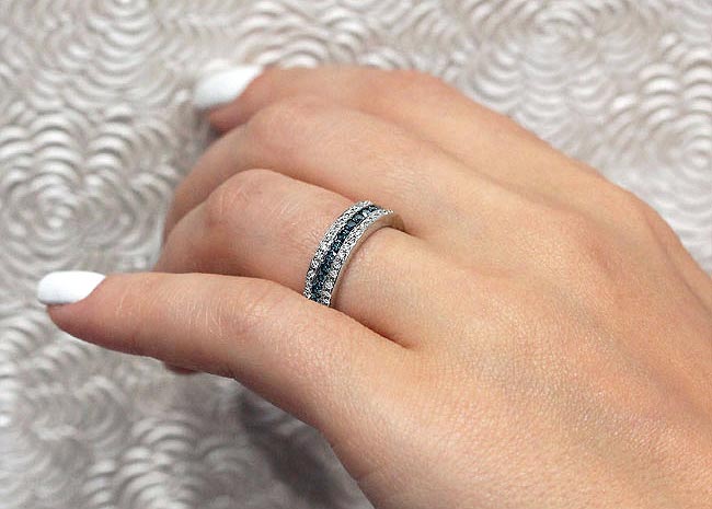 Unique Blue Diamond Wedding Bands For Women by Barkevs