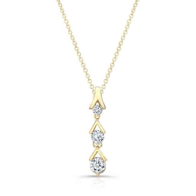 Yellow Gold Lab Diamond Drop Necklace