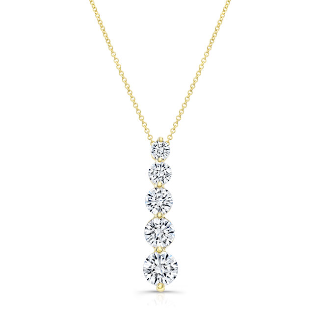 Yellow Gold Lab Grown Diamond Drop Necklace