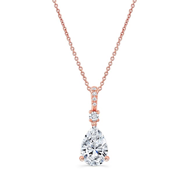 Rose Gold Pear Shape Lab Diamond Necklace