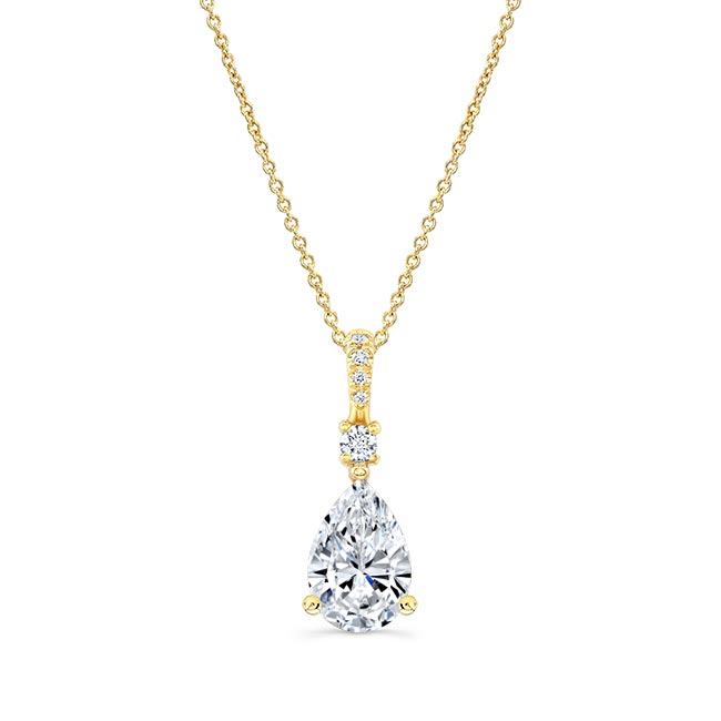 Yellow Gold Pear Shape Lab Diamond Necklace