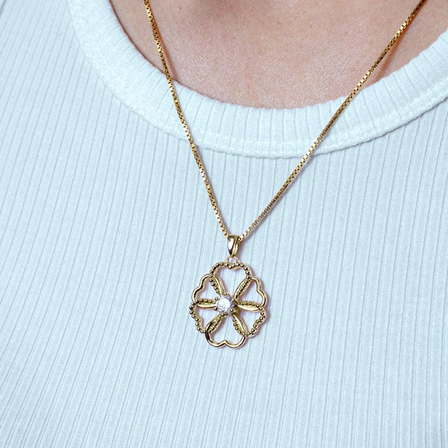 Yellow Gold Lab Diamond Heart Necklace Image 2