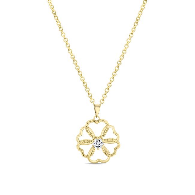 Yellow Gold Lab Diamond Heart Necklace