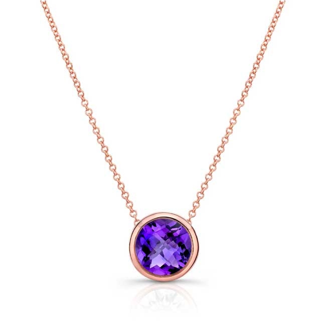 Rose Gold Bezel Amethyst Necklace