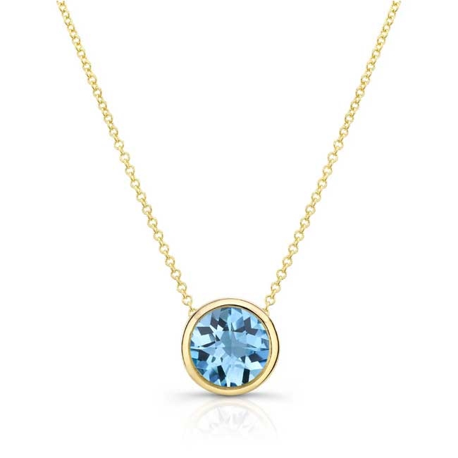 Yellow Gold Bezel Aquamarine Necklace