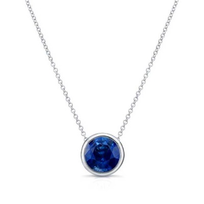 Bezel Blue Sapphire Necklace