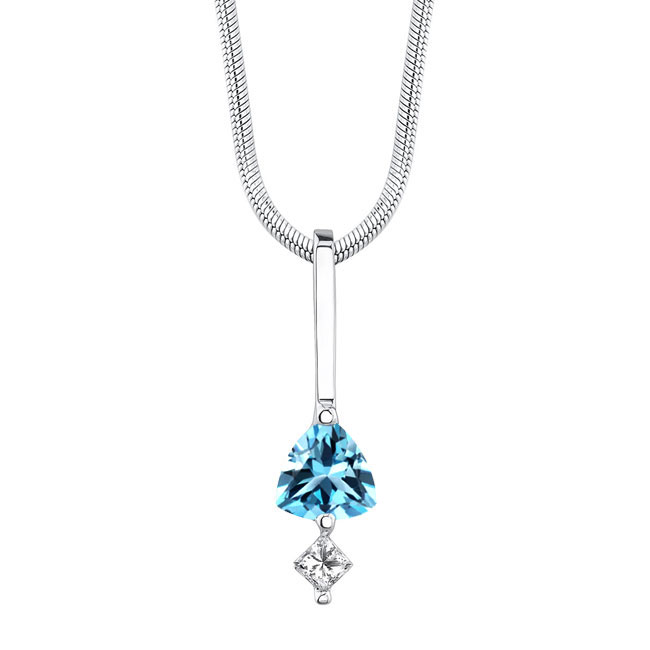 Trillion Cut Blue Topaz Necklace