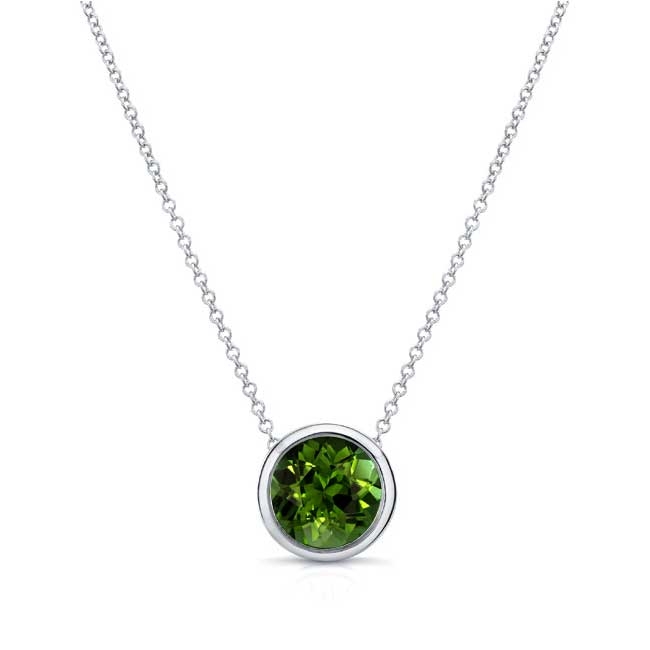 Bezel Green Tourmaline Necklace