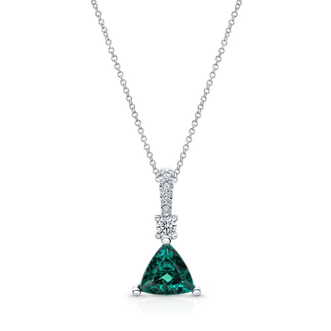 White Gold Green Tourmaline and Diamond Necklace GT-8178N