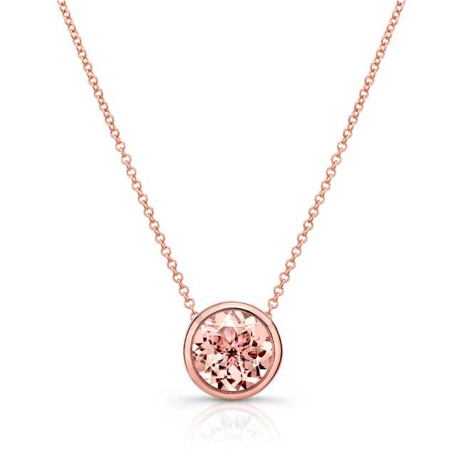 Rose Gold Bezel Morganite Necklace