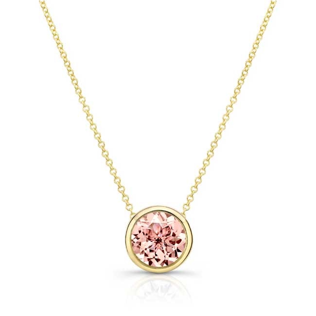 Yellow Gold Bezel Morganite Necklace