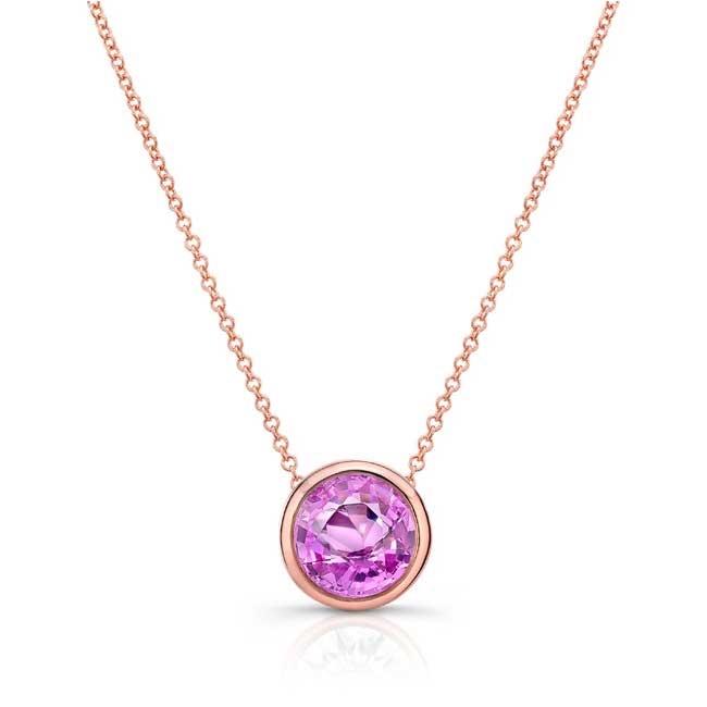 Rose Gold Bezel Pink Sapphire Necklace