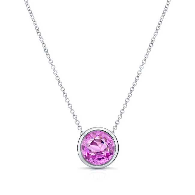 Bezel Pink Sapphire Necklace