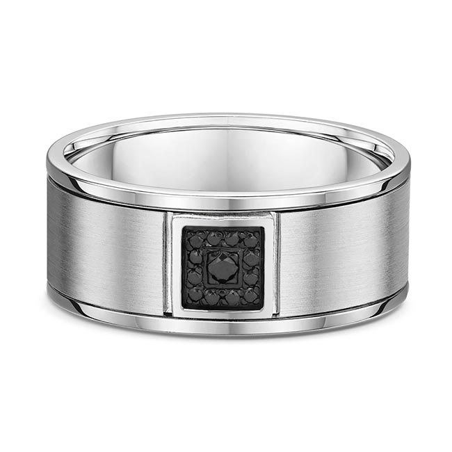 Square Framed Black Diamond Wedding Band