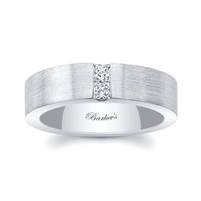 Mens Princess Cut Diamond Brushed Band