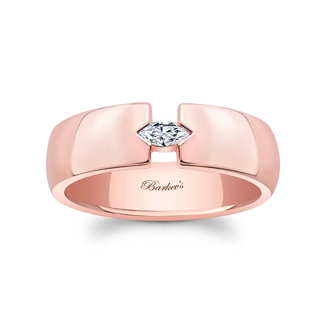 Rose Gold Mens Marquise Diamond Wedding Ring