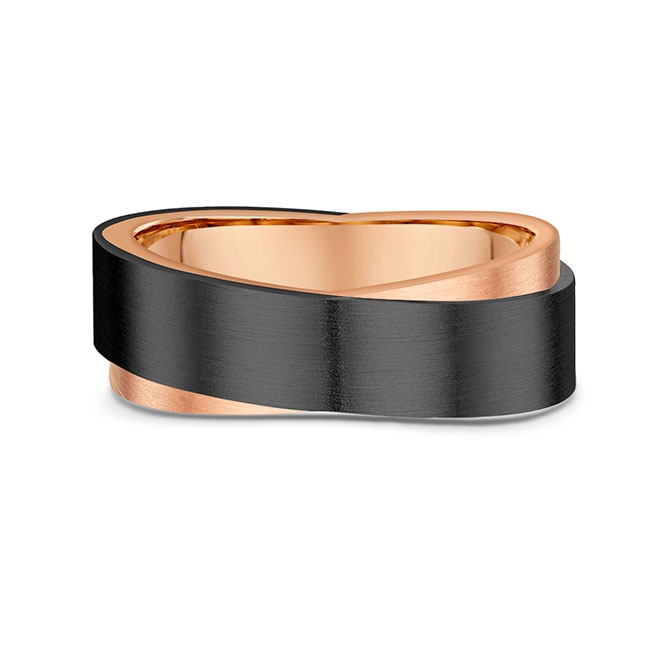 Men's Rose Gold Criss Cross Wedding Band