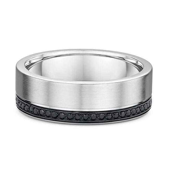 Offset Black Diamond Wedding Band